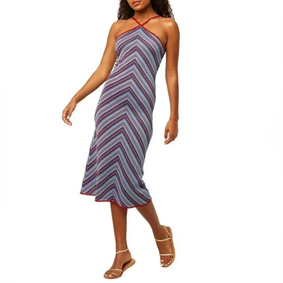Misa Los Angeles | Dresses | Nwt Misa Dali Metallic Knit Chevron Midi Dress  Size M | Poshmark